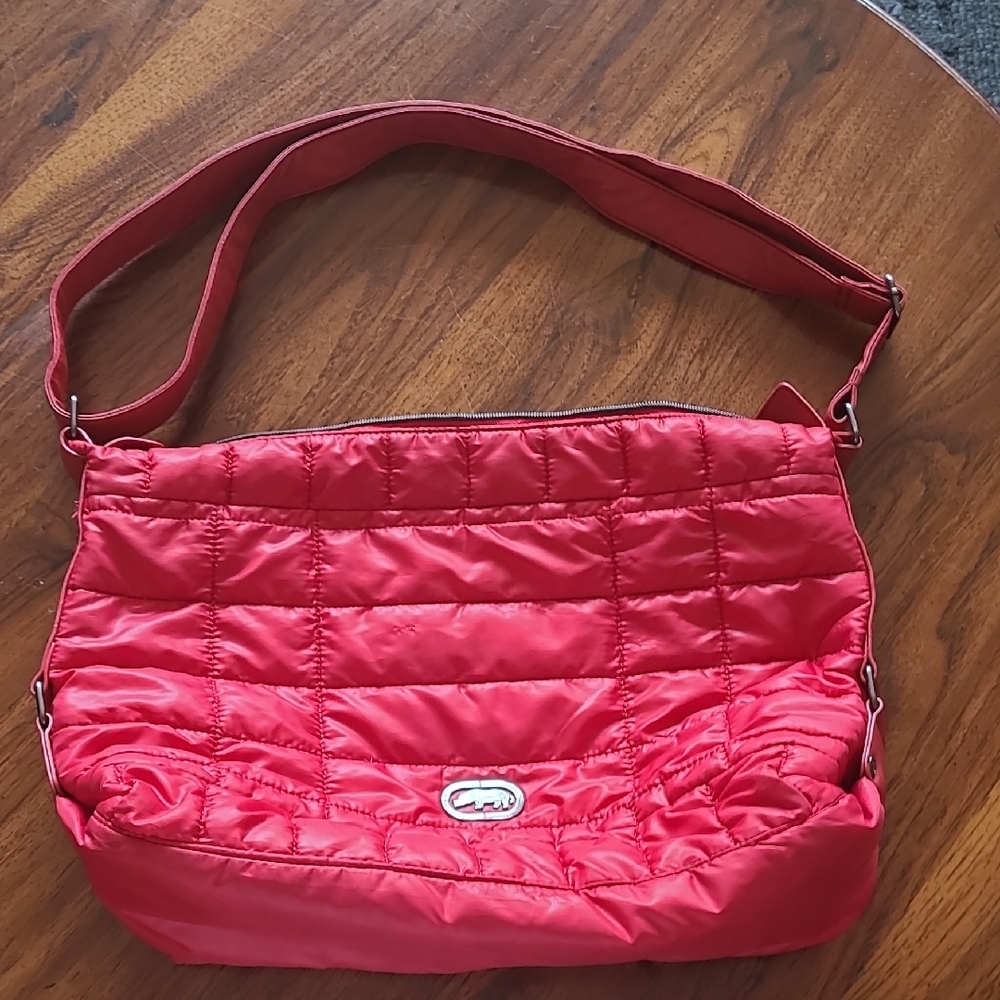 EckoRed Quilted Nylon Shoulder Bag with Leather Strap Vintage